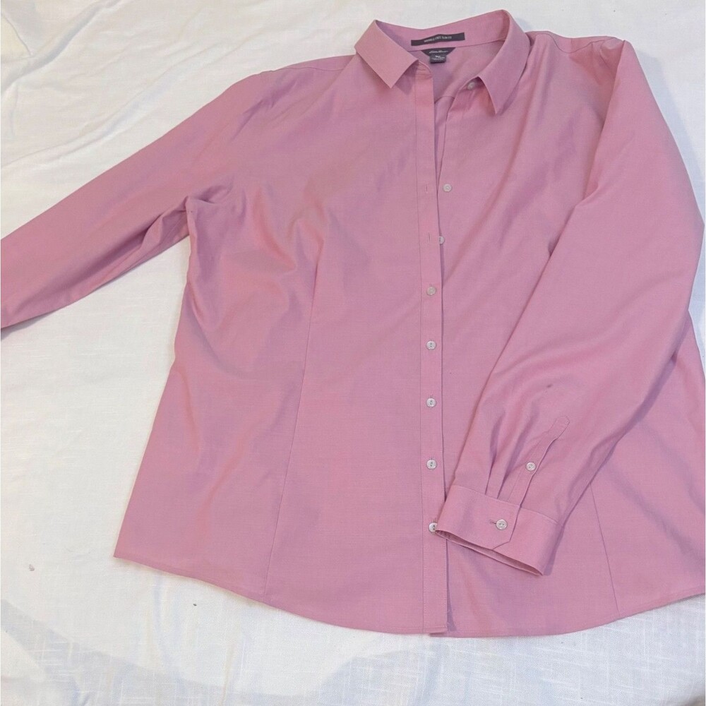 Eddie Bauer Women’s 2XL Tall Pink Wrinkle Free Slim Fit Button Down Shirt